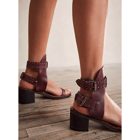 Free People Happiness Heeled Sandals Leather NEW - Picture 2 of 6